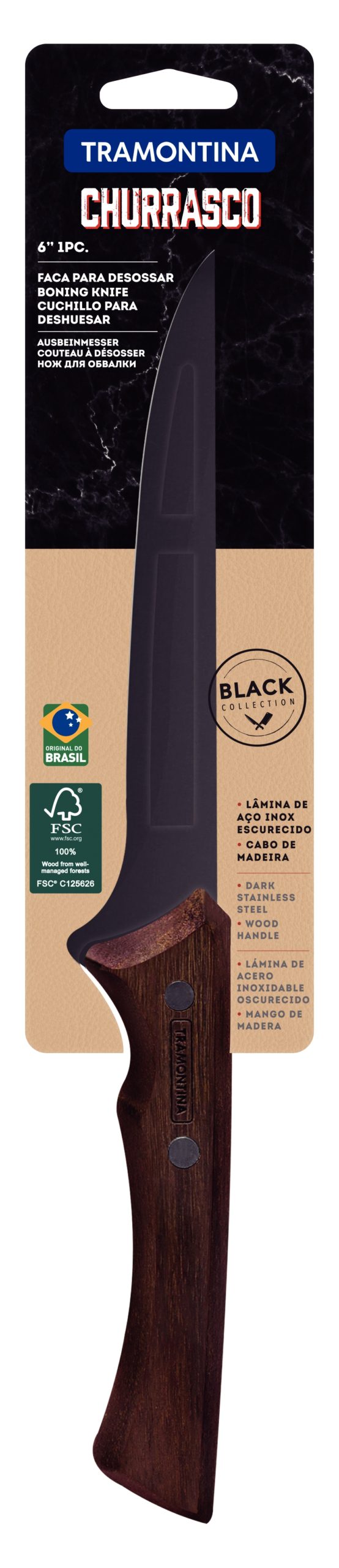 TRAMONTINA CHURRASCO BLACK 6 BONING KNIFE